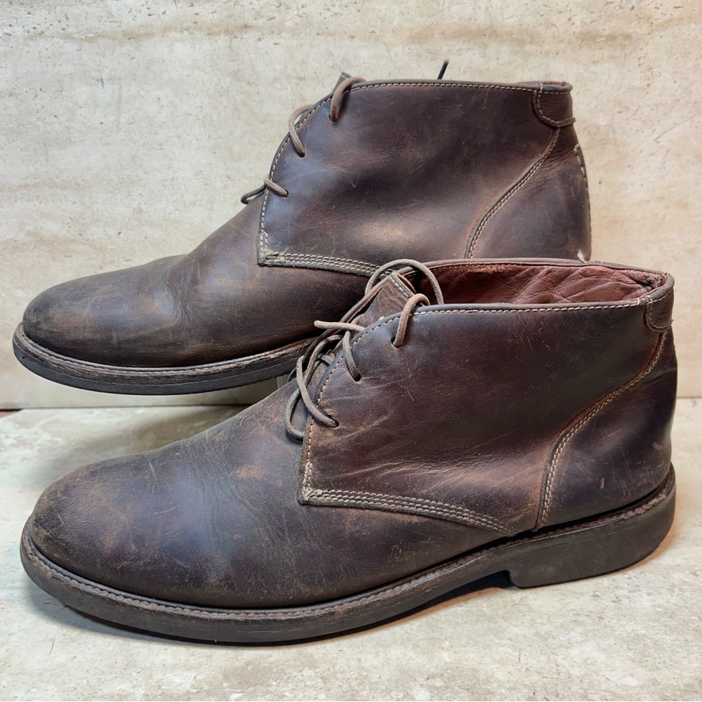 Johnston & Murphy Mens Brown Leather Chukka Boots Vibram Gumlite 10M 25-1870